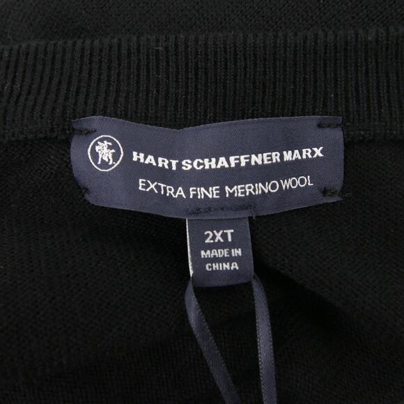 Hart Schaffner Marx Sweater Vest Black Extra Fine Merino Wool V Neck 2X Tall NWT - Picture 8 of 11